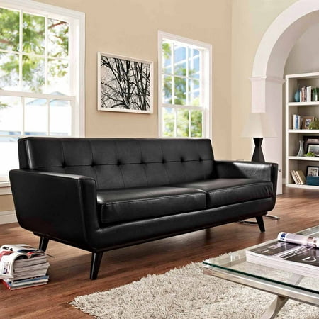 Modway Engage Bonded Leather Sofa with Wood Legs, Multiple ...