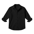 thumbnail image 4 of thefmos Men's Long Sleeve Button Down Shirt Fall Winter Spring Casual Basic Collared Top Loose Fit Everyday Wear Office Work Outfits, Black XL, 4 of 5