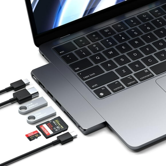 Satechi 7 in 1 USB C Hub Multiport Adapter Pro Slim, USB C Dongle, 100W Charging, 4K HDMI, USB 4, USB 3.2 Gen 2, SD/Micro Card Reader for Mac, MacBoo