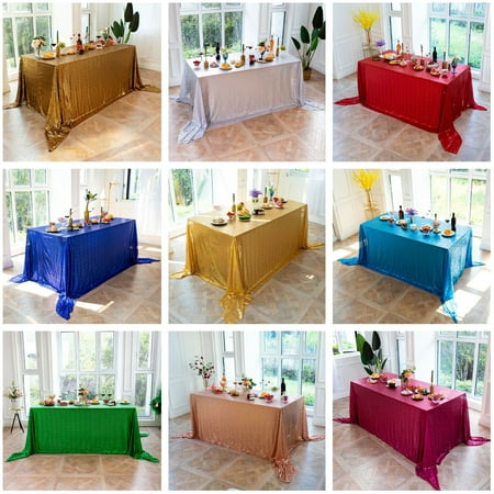 

Ludlz Sequin Tablecloth Shiny Eye-catching Polyester Anniversary Day Party Tablecloth for Restaurant