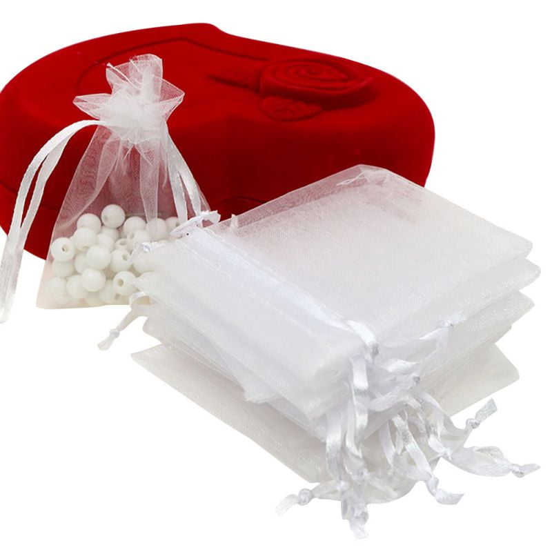 20pcs Wine Drawstring Organza Bags Jewelry Packaging Wedding Party Gift 7x9cm 