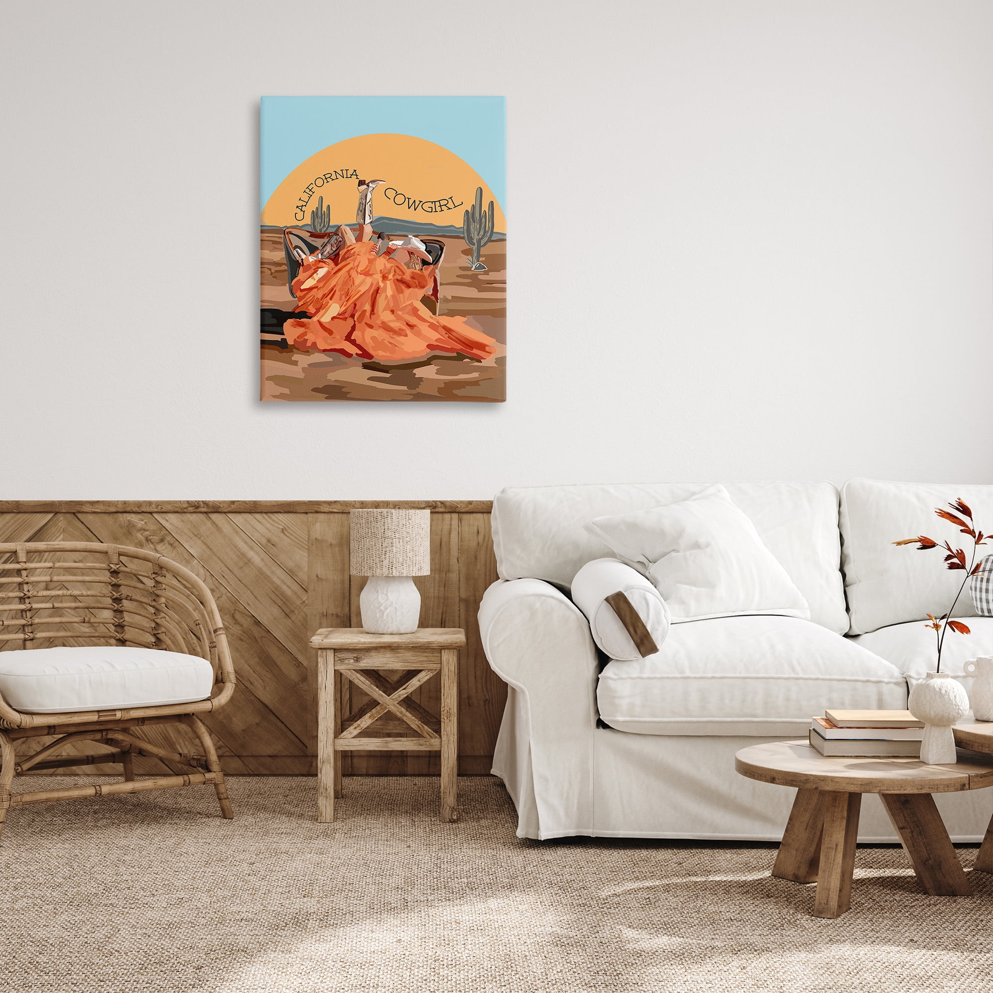 Stupell Industries California Cowgirl Landscape Landscape Painting Gallery Wrapped Canvas Art Print Wall Art, 30 x 40