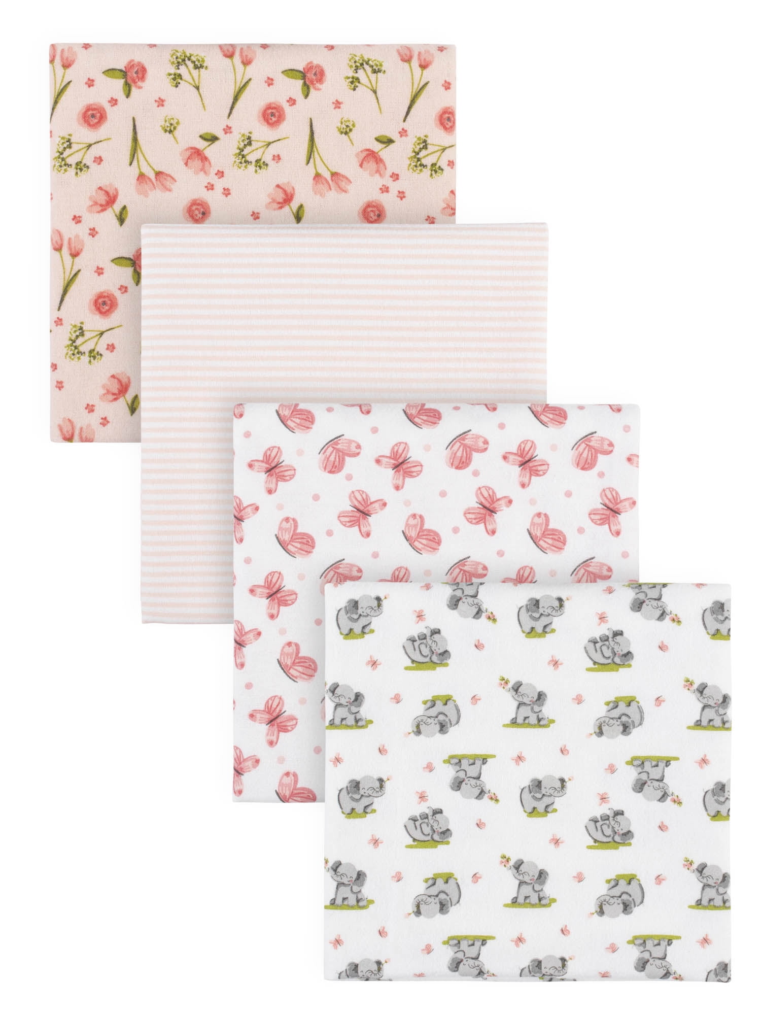 Parent´s Choice Baby Girls Ultra Soft Flannel Blankets, 4-Pack