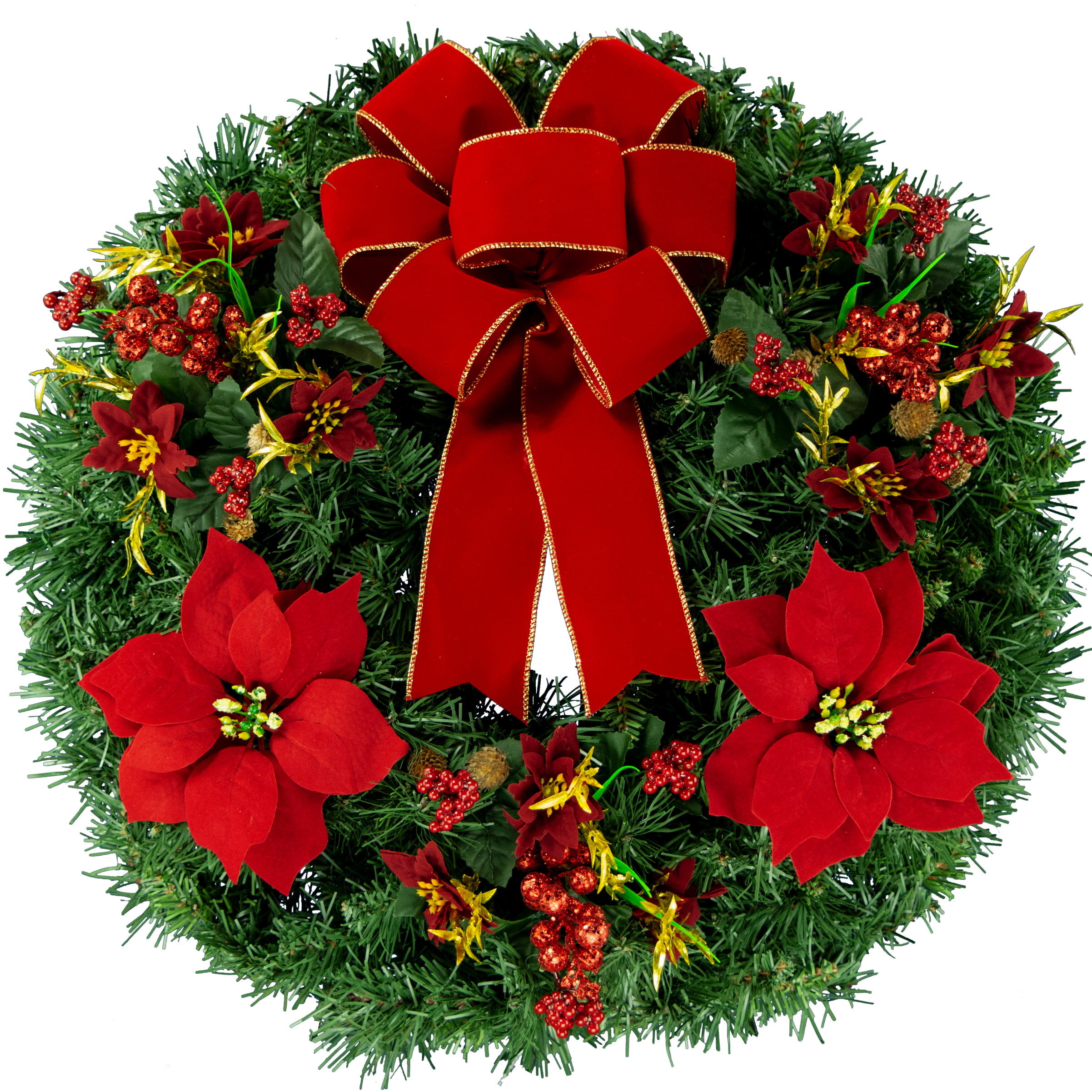 Large 10" Hand Made Poinsettia Christmas Bows Wreath Ribbon Red Outdoor Bo 