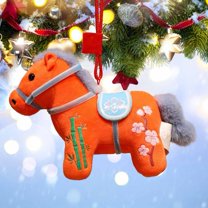 2026 Year of The Horse Mascot Figurine, Chinese Zodiac Horse Pendant Statues Decorations, Collectibles, and Gifts Lucky Feng Shui Hanging Ornament for Car, Bag, Home Decoration(Saffron)