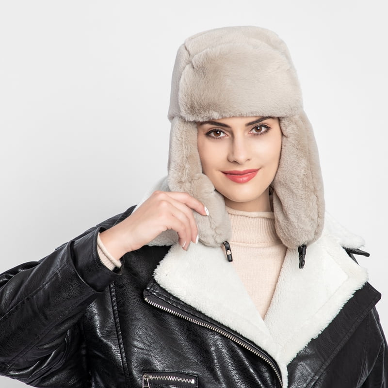 Anself - Women Winter Hat Ear Flap Faux Fur Ushanka Russian Eskimo ...