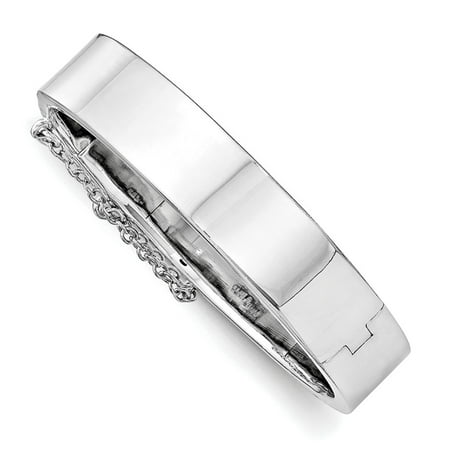 Sterling Silver W/ Rhodium-plated Just Like Mommy Pol. w/Safety Hinged Child's Bangle Bracelet