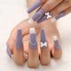 thumbnail image 4 of Cute Bow Press On Nails Ataúd brillante Uñas postizas medianas Diseñado Shimmer Chic Cubierta completa Acrílico Uñas postizas Consejos para mujeres y niñas 24 piezas Namotu CZMR-ZC37-3, 4 of 7