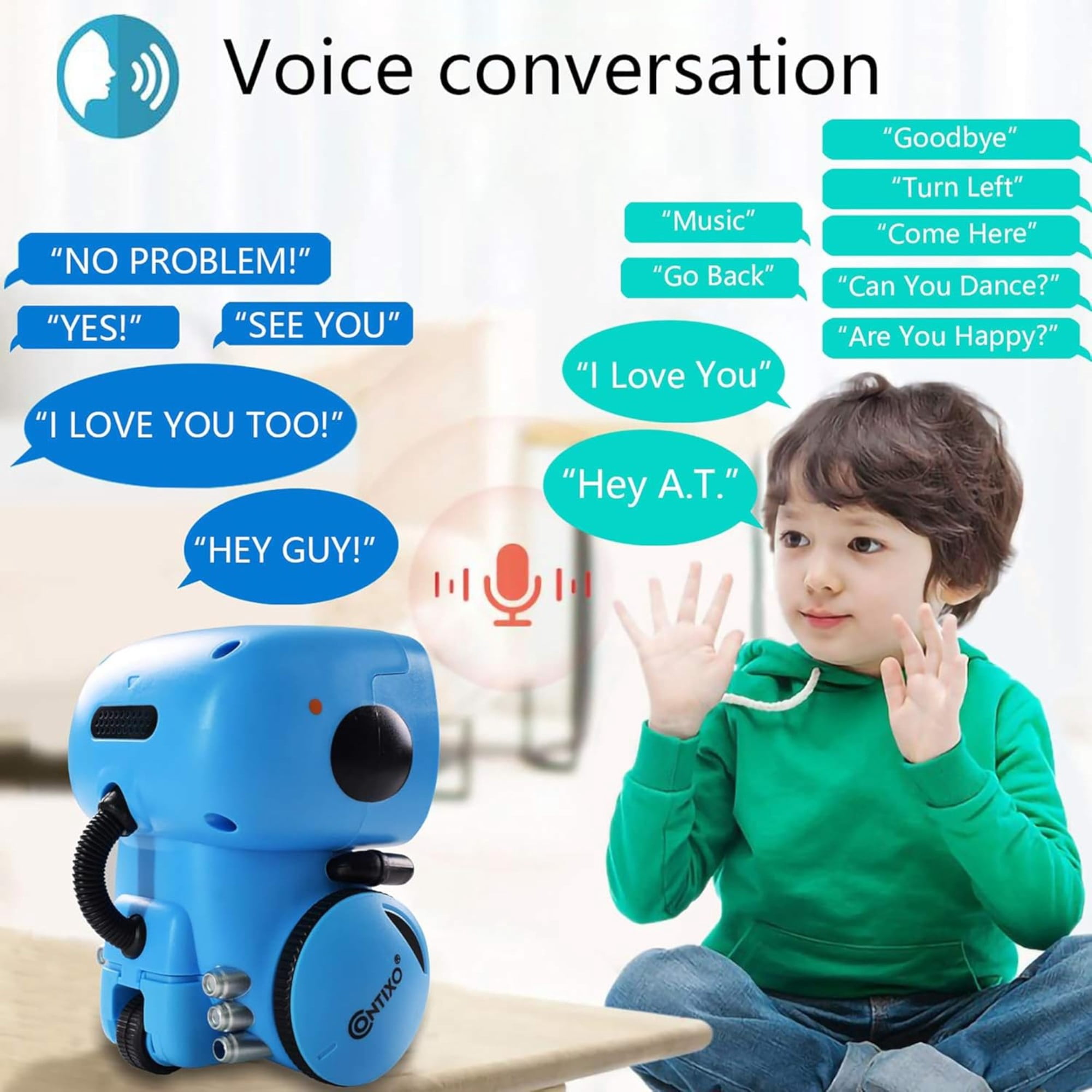 Contixo R1 Kids Robot Toys, Interactive Smart Robots for Kids with Voice Control, Blue