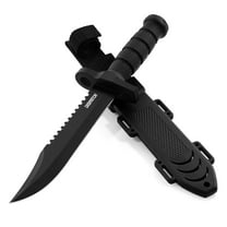 Dispatch 12" Fixed Blade Hunting Knife with Sheath,Black Survival Bowie Knife for Camping Outdoors