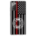 thumbnail image 1 of DistinctInk Clear Shockproof Hybrid Case for Galaxy Note 20 ULTRA (6.9" Screen) - TPU Bumper, Acrylic Back, Tempered Glass Screen Protector - FD Thin Red Line Maltese Cross - First Responders, 1 of 3