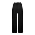 thumbnail image 3 of yunLCZ Women's Straight Leg Pants High Wa Womens Daily Elastic Waist Pockets Straight Solid Color Casual Pants Loose Long Trousers, 3 of 4