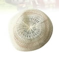 thumbnail image 4 of Spring Summer Beret Hat Vintage Hollow-out Hat Vacation Woven Travel Casual Art Hat (Beige), 4 of 7