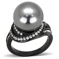 thumbnail image 1 of Alamode TK3052-8 Bague en Acier Inoxydable Noire IP pour Femmes avec Synthétique Gris - Taille 8, 1 of 1