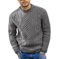 thumbnail image 2 of Huresd Men's Fisherman Cable Crewneck Sweater Winter Casual Sweater for Men Knitted Pullover Sweaters with Ribbing Edge Gray L, 2 of 7