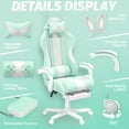 thumbnail image 6 of Huracan Cute Bunny Ears Gaming Chair with Footrest, Ergonomic High Back Office Gamer Chair, Massage Computer Game Chair with Lumbar Support for Adults,LightGreen, 6 of 7