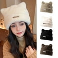 thumbnail image 4 of lanema Cat Ear Plush Wool Beanies Cap Autumn And Winter Warm Pullover Hat Solid Color, 4 of 20