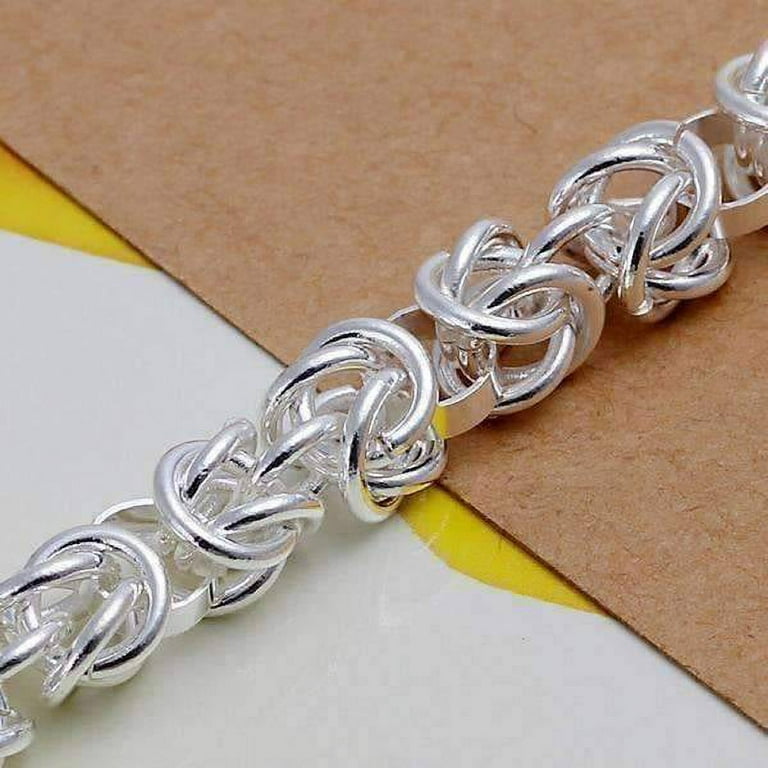 Sterling Silver Knotted Links Toggle Bracelet for Women, 8 Sterling Silver Knotted Links Toggle Bracelet for Women, 8