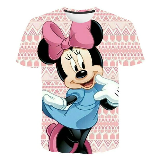 Ropa de Mickey Mouse para bebés, ropa deportiva para niños, disfraces de dibujos animados estampados de la serie Disney de verano, Tops de manga corta para niñas, Tees12T Gao Jinjia LED