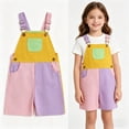 thumbnail image 6 of Edvintorg Girls Jumpsuit Rompers Bib Overalls Color Block Adjustable Suspender Shorts Jeans Overalls Shortalls with Pockets 6M-4Y, 6 of 7