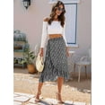 thumbnail image 3 of Women'S Boho Floral Print Wrap Front Self Tie Knot Ruffle Hem Split Midi Skirt Black L, 3 of 7