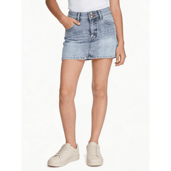 My Sister's Fashion Girls & Teens Stacked Button Lace Insert Mini Denim Skort - Size 7-18
