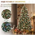 thumbnail image 3 of Prelit Pre-Decorated Pine Christmas Tree 6FT with Remote, Artificial Hinged Xmas Tree with 818 Flocked Frosted Tips, 250 Lights, 58 Pine Cones & 58 Red Berries for Holiday Party Office Home, 3 of 10