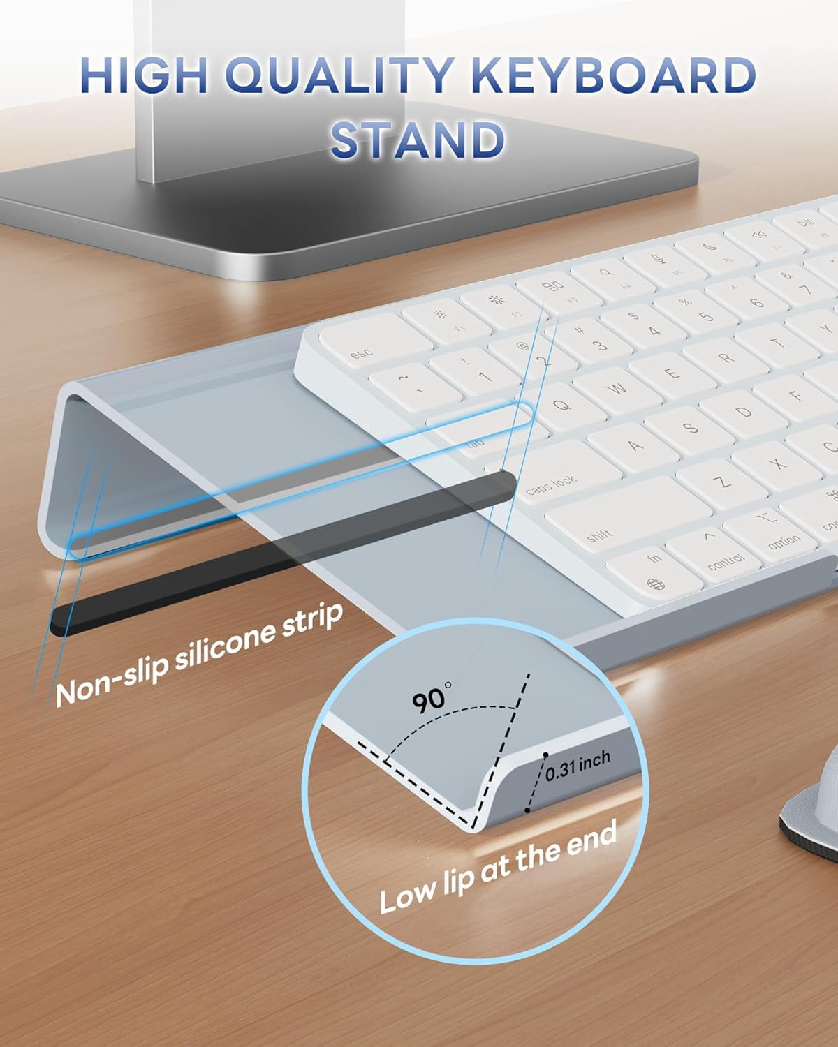 Computer Keyboard Wrist Rest Stand for Desktop, Keyboard Holder for Easy Typing with Wrist Pad for Office Desk, Home, School (Gray)