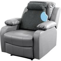 2 Piece Sherpa Fleece Lumbar Support Pillow for Recliner Chair, Memory Foam Lumbar Pillow with Headrest for Back Pain Relief, Back Support Cushion for Office Chair(Grey