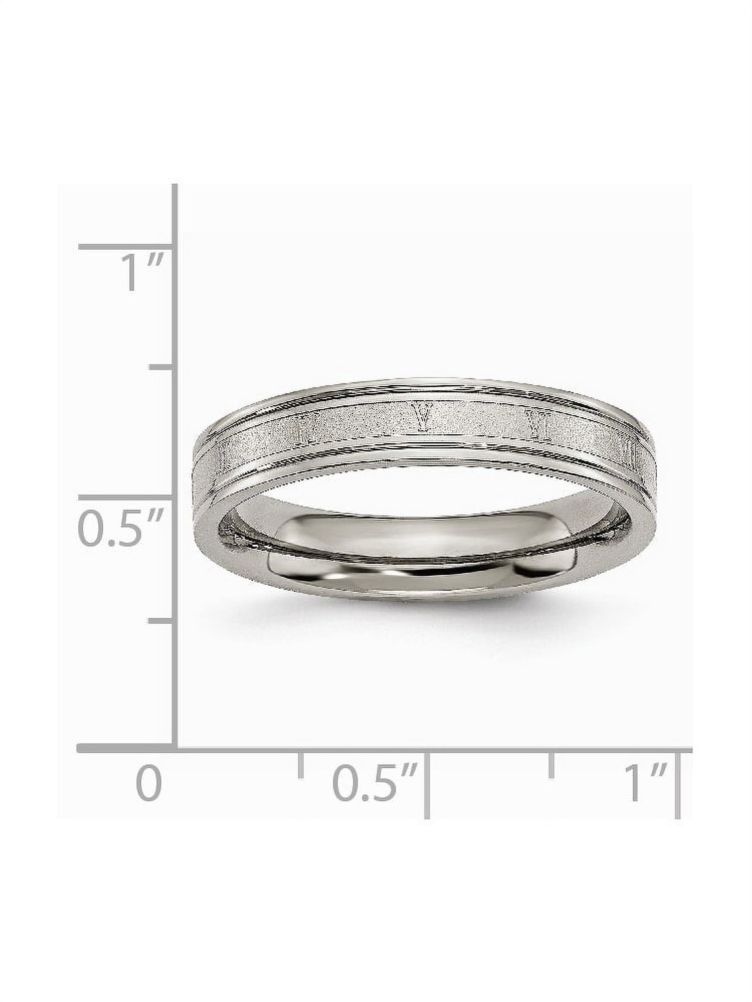 Titanium 4mm Brushed and Polished Roman Numerals Band