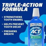 ACT Restoring Anticavity Fluoride Mouthwash With 11% Alcohol, Repairs Enamel & Strengthens Teeth, Cool Mint, 33.8 fl. oz.