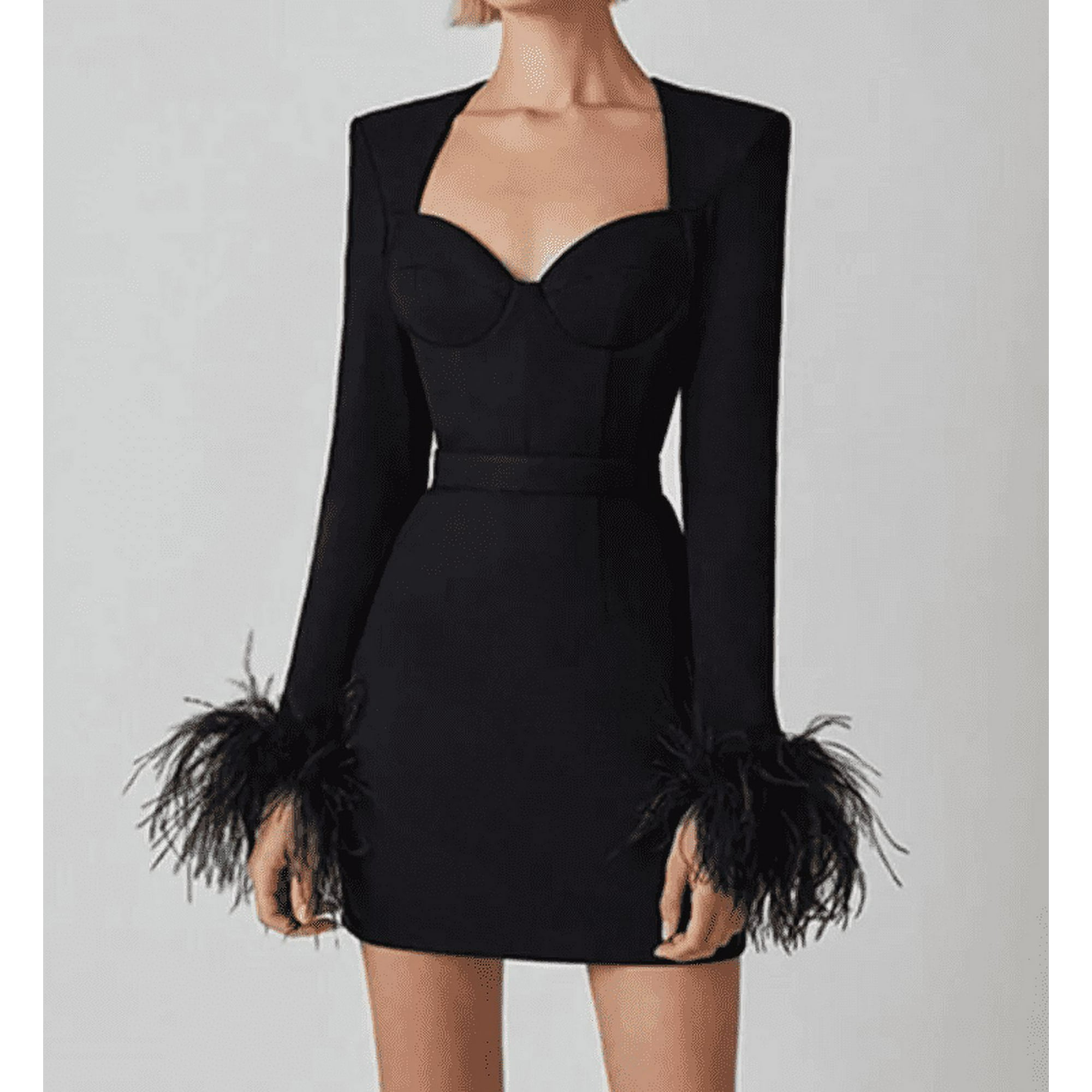 Black mini bandage dress hotsell
