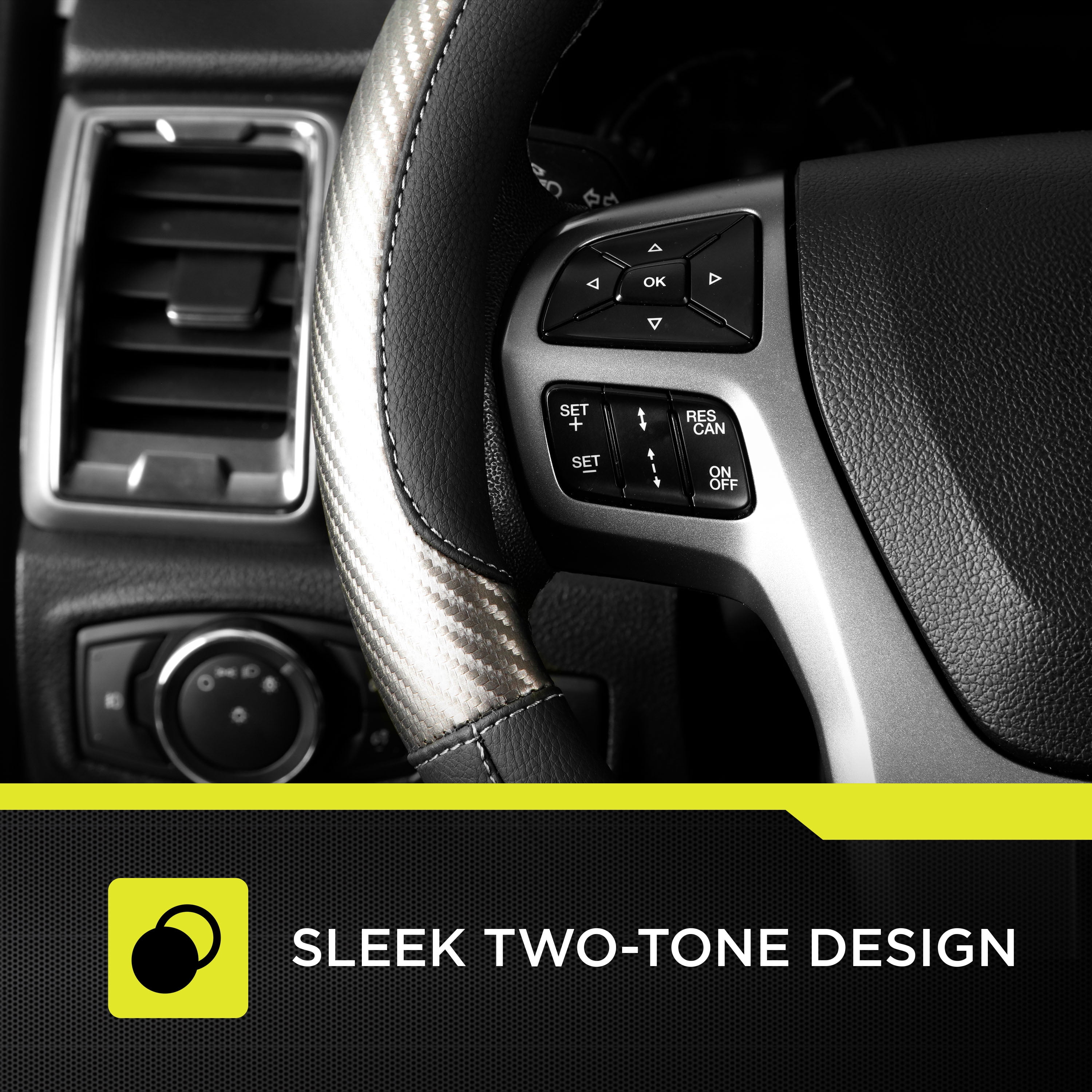 Auto Drive Metallic Gunmetal Sport Steering Wheel Cover
