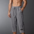 thumbnail image 5 of Men's Lightweight Long Beach Shorts Striped Textured Quick Dry Below Knee 3/4 Capri Pants with Pockets for Workout Running Training Summer Big and Tall Size S-4XL Dark Gray, 5 of 7