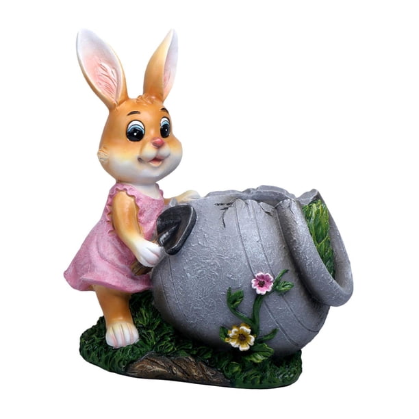 Estatua de conejo, maceta, animal, maceta, creativa, linda decoración de Pascua, figura de resina Conejita hembra