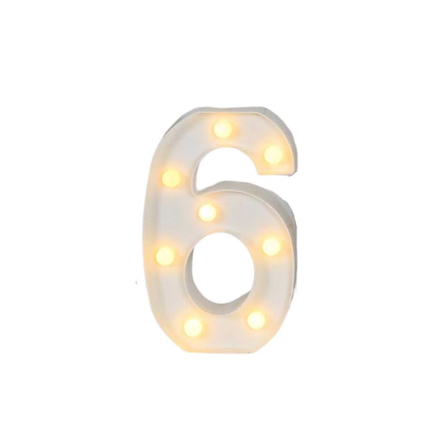 Naiovety Ceremonia de boda Aniversario Número en forma de luz Lámpara de números portátil con pilas Decoración de la fiesta del hotel de la oficina Kits de decoración para fiestas Número 6 Naiovety HA074859-07