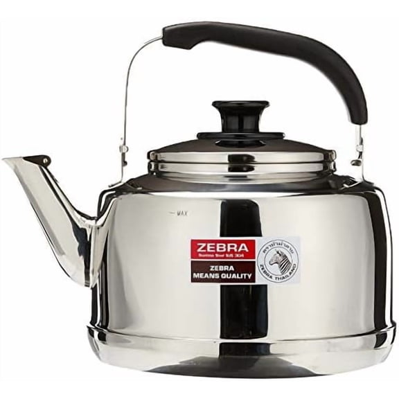 Extra Large Size 7.5 Liter Zebra Polished Mirror Finish Stainless Steel Whistling Canister Stovetop Teakettle Tea Kettle Teapot, Gas Electric Induction Compatible$$Home Decor, Kitchen, & Other
