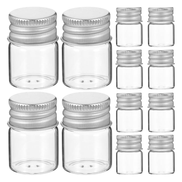 24 mini botellas de vidrio, mini botellas de perfume, pequeñas botellas de muestra, viales diminutos para manualidades, 5 ml