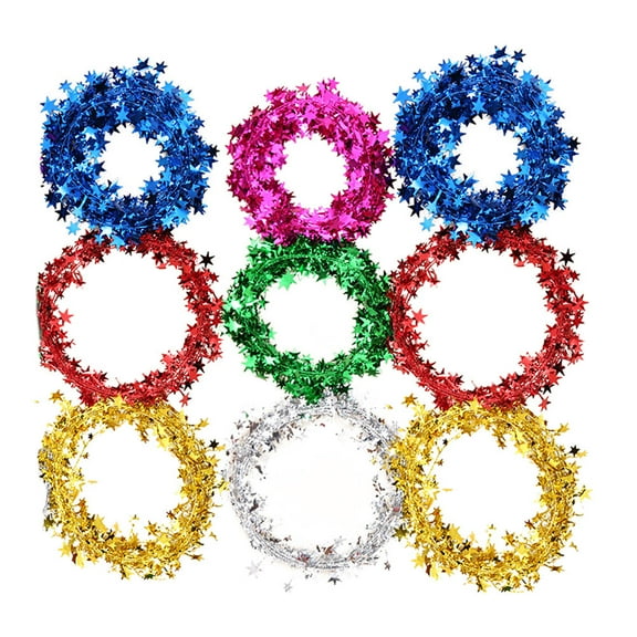 ROSENICE Christmas Wreath 750X3 Cm Tinsel Wreath Star Shaped for Home Décor Accents and Crafting Wire 10Pack