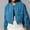 *Blue, variant on Women's Cropped Lightweight Bomber Jacket With Pockets,Fashion Casual Button Casual Coat Khaki,Womens Plus L