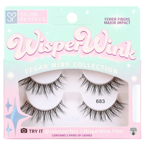 Salon Perfect Wisper Wink 683 Lash, 2 Pairs Black False Eyelashes