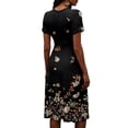 thumbnail image 6 of Minjewel Women's Floral V-Neck Short Sleeve Print Shift Mini Dress - Summer Casual Beach Outfit, Loose Flowy Party Dress, Comfy Vacation Top,Black,M, 6 of 6