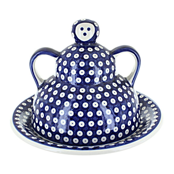 Blue Rose Polish Pottery Dots Cheese Lady