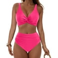 thumbnail image 4 of DISKEBUISS Womens Swimsuits 2 Piece V Neck Solid Color Summer Beach Casual Bathing Suit, 4 of 6