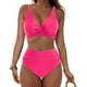 thumbnail image 4 of Traje de baño de bikini liso sin mangas para mujer, traje de baño push-up acolchado, conjuntos de blusa de traje de baño de poliéster para mujer, 4 of 6