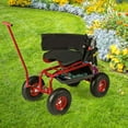 thumbnail image 4 of Costway Rolling Garden Cart Outdoor Gardening Workseat withAdjustable Height &Tool Storage Red, 4 of 10