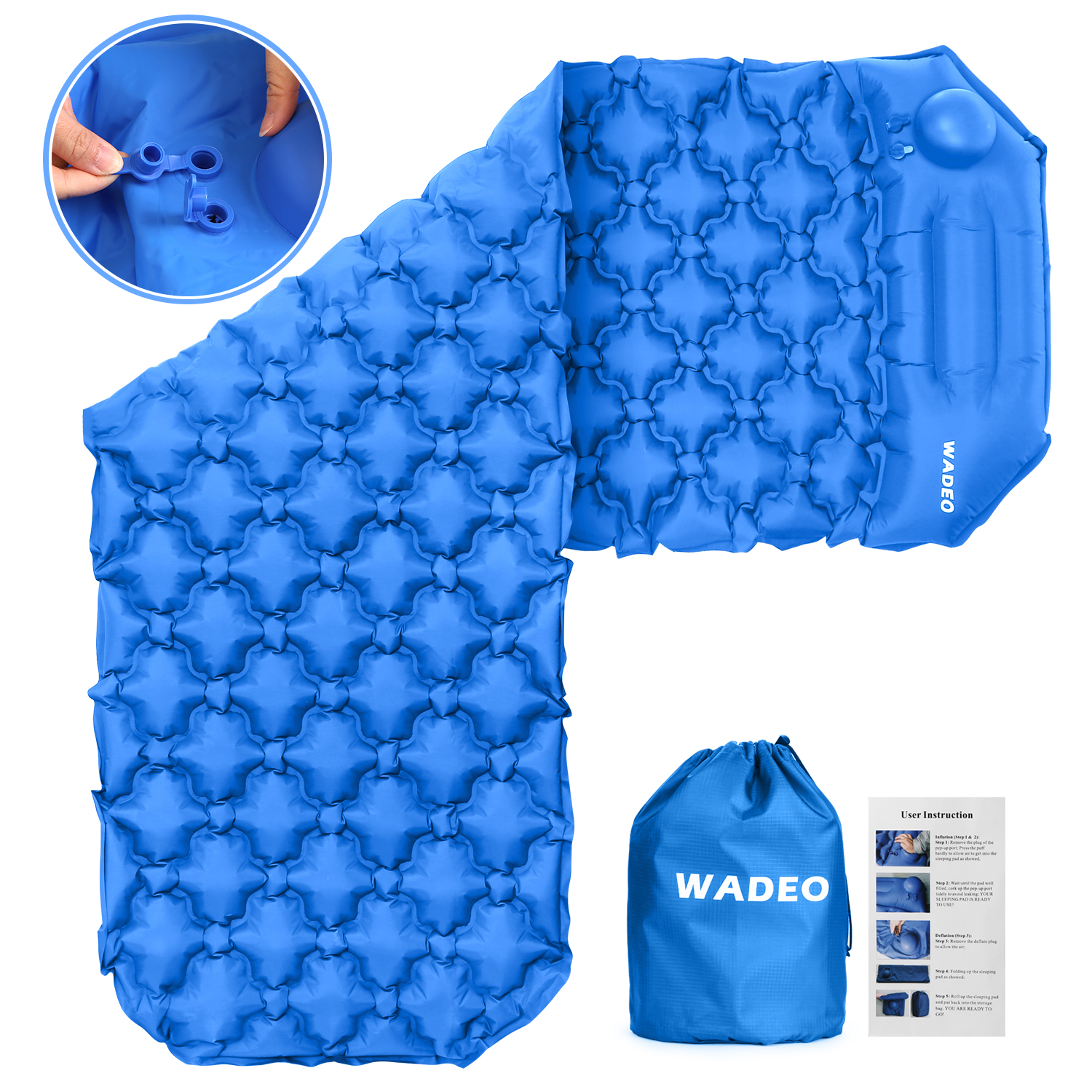 Ultralight Inflatable Sleeping Pad WADEO Outdoors Ultralight Inflatable