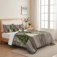 thumbnail image 5 of Quilts Twin Size Bedding Set, Green Xmas Trees Lightweight Quilted Comforter, Christmas Snowflake Rustic Wood Brown Soft Reversible Bedspread Coverlet with Pillow Covers for All Season, 68" x 86", 5 of 9