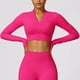 thumbnail image 4 of Chaqueta deportiva de manga larga para Yoga para mujer, camisa de Yoga y Fitness con cremallera, Top corto de gimnasia cálido, abrigos para correr, ropa de entrenamiento para mujer, 4 of 5