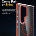 thumbnail image 5 of Phone Case for Samsung Galaxy S24 Ultra, Magnetic [Compatible with Magsafe] Carbon Fiber Supports Wireless Charging Men Women Slim Shockproof Anti-fall Anti-Yellow Protective Phone Cover,Orange, 5 of 6